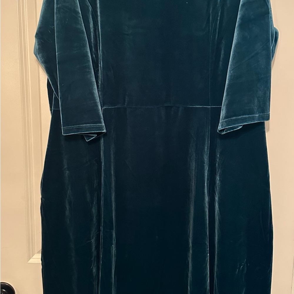 Denim&Co. Velvet Midi Dress - Deep Teal